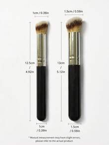 2 pièces Set de pinceaux de maquillage professionnels, pinceau à fond de teint en poils de nylon doux, pinceau à poudre, pinceau à contour, pinceau à blush, pinceau à highlighter, outils de maquillage essentiels pour femmes, portable - Noir - Voir 3