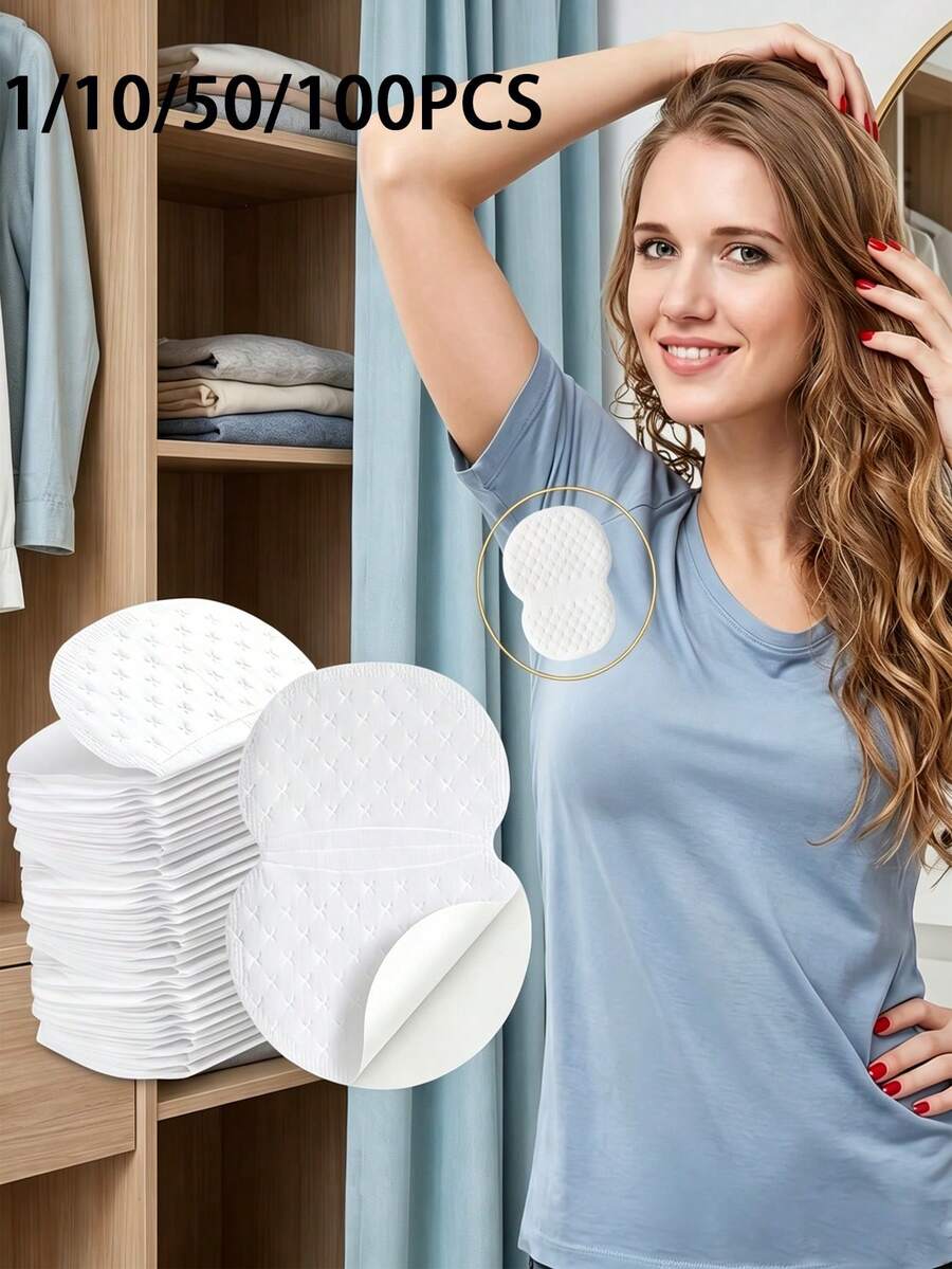1/10/50/100PCS Disposable Underarm Sweat Patches, Ultra-Thin Invisible Armpit Sweat Pads, Breathable Comfortable Odorless Sweat Absorbing Stickers, Unisex Anti-Sweat Underarm Liners For Sports, Travel, Summer, Wedding, Daily Outdoor & Garden Use