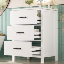 61 X 47 X 83 Cm, Freestanding Washbasin, Fully Lacquered, Three Drawers, Silent Sliding Rails, One-Piece Ceramic Basin, White. - White - View 4