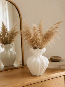 White Ceramic Vase, 4.72 Inch Modern Bohemian Style, Home Decor, Unique Vase, Suitable For Farmhouse Style Living Room Countertop Tabletop Centerpiece Decoration, Wedding Decor - A - View 5