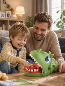 1pc Funny Trick Game Toy, Triangle Dinosaur Biting Finger, Big Mouth Crocodile Dinosaur Toy, Interactive Toy For Children - Triceratops - View 5