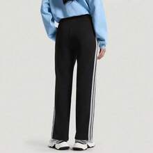 Adidas New Women's Three-Striped Loose-Fit Casual Straight-Leg Trousers - Black and White - View 2