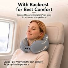 Portable Inflatable Travel Neck Pillow, Push-Button Press-Type Compression Blow Up Air Cushion, Comfortable Head & Neck Support For Airplane, Car, Long Flights, Road Trips, Office Nap, Camping, Compact Lightweight Travel Accessories - A - View 6
