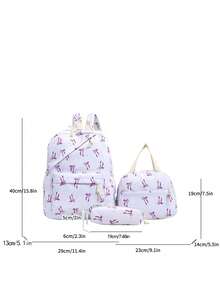1 Set Tas Ransel Sekolah - Tas Ransel Kapasitas Besar Motif Pita + Tas Bekal + Tempat Pensil, Set Multi-Piece, Dengan Kompartemen Laptop, Tas Ransel Nilon Tahan Lama, Tas Ransel dengan Tali Bahu yang Dapat Diatur - Tas Ritsleting Ringan dan Portabel, Cocok Untuk Pelajar/Remaja/Lulusan, Sempurna Untuk Aktivitas Luar Ruangan/Perjalanan/Sekolah Menengah Pertama/Sekolah Menengah Atas/Perguruan Tinggi, Tas Ransel Penting untuk Kuliah - Beraneka warna - View 2