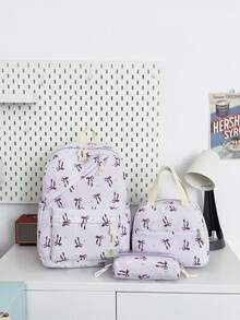 1 Set Tas Ransel Sekolah - Tas Ransel Kapasitas Besar Motif Pita + Tas Bekal + Tempat Pensil, Set Multi-Piece, Dengan Kompartemen Laptop, Tas Ransel Nilon Tahan Lama, Tas Ransel dengan Tali Bahu yang Dapat Diatur - Tas Ritsleting Ringan dan Portabel, Cocok Untuk Pelajar/Remaja/Lulusan, Sempurna Untuk Aktivitas Luar Ruangan/Perjalanan/Sekolah Menengah Pertama/Sekolah Menengah Atas/Perguruan Tinggi, Tas Ransel Penting untuk Kuliah - Beraneka warna - View 14