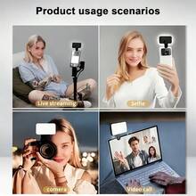 Selfie LED Fill Light, 3 Lighting Modes, Adjustable Brightness, USB Rechargeable, Portable Clip-On, Suitable For Phone Photography Fill Light, Laptop, Tablet, Meeting, Makeup Fill Light Lighting - one-size - View 6