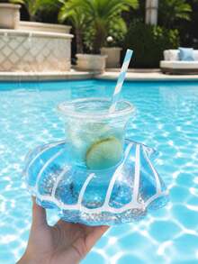 Shiny Shell Inflatable Drink Holder/Floating Mat, Inflatable Drink Holder, Shiny Shell Inflatable Drink Holder, Reusable Shiny Shell Inflatable Drink Holder/Floating Mat, Suitable For Pool Parties, Summer Garden And Swimming Activities, Spa, Fashionable Colorful Spherical Home Party Decoration, Summer Travel Essential - Multiple Styles - View 7