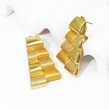 Conjunto de Joias Elegante de Alta Qualidade para Mulheres, Colar Grande, Pulseira, Anel, Brincos, Acessórios para Casamento, Banquete e Festa, Presente de Feriado, Uso Diário - Dourado - Visão 7