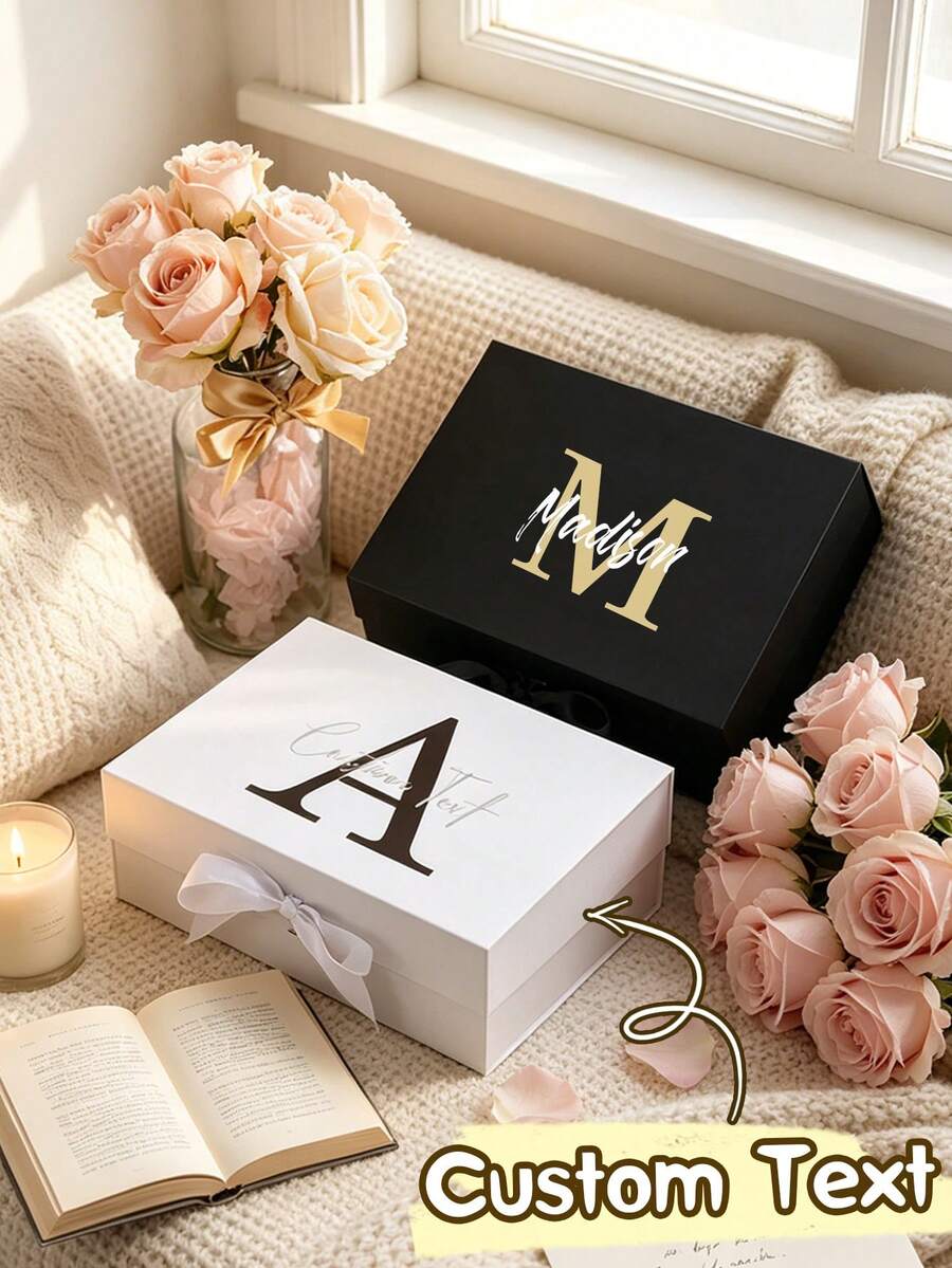 Customized Personalized Magnetic Ribbon Gift Box, Bridesmaid Invitation Gift Box, Bridal Gift Box, "Will You Be My Bridesmaid?" Gift Box, Wedding Gift Box - Multicolor - View 1