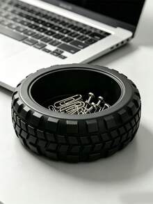 Black And White Off-Road Tire Storage Basket, Creative Realistic Car Tire Storage Tray, Desktop Decoration, Home Living Room Ornament, Key And Coin Storage Dish, Creative Gift For Father, Elders And Friends, Shelf Storage Basket - Multicolor - View 4