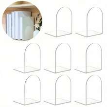 4pcs Clear Acrylic Bookends, Suitable For Bookshelves And Desktops, Used For Storing Home/Office Supplies And Books, Home Storage And Organization, Book Stand, Decorative Bookends - Clear - View 2