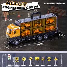 Juguete de camión de transporte de aleación fundida con caja de almacenamiento y lanzador con resorte, juego de transporte deslizante para niños - Multicolor - Ver 12