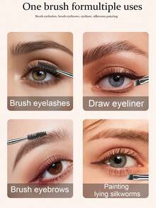 4pcs/Set 3-Head Eyebrow Grooming Comb And Mascara Brush. This Dual-Head Beauty Tool Features Three Different Brush Heads For Grooming Eyebrows, Removing Mascara Clumps, And Shaping And Refining Eyebrow Shape. - Multicolor - View 4