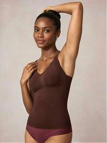 Veilyse Women's Solid Color Camisole Tank Top - Coffee Brown - View 4