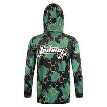 Men's Green Camouflage Hooded Fishing Shirt With Face Mask, Long Sleeve Sun Protection Top Sports Fall - Green - View 2