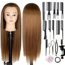 Professional Unisex Adult Mannequin Head - 24" Long, Synthetic Fiber, DIY Hairdressing Accessory, With Table Clamp For Styling And Braiding, Professional Hairdressing Mannequin Head, Durable, Hairdressing Tool, Halloween - View 10