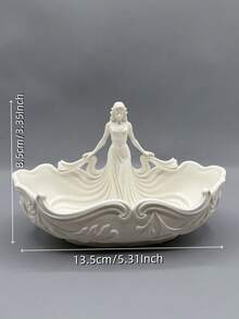 1pc Luxury Semi-Transparent White Portrait Jewelry Dish, Bedroom Vanity Decorative Ornament, Jewelry Tray, Desktop Small Item Storage Tray - Multicolor - View 7
