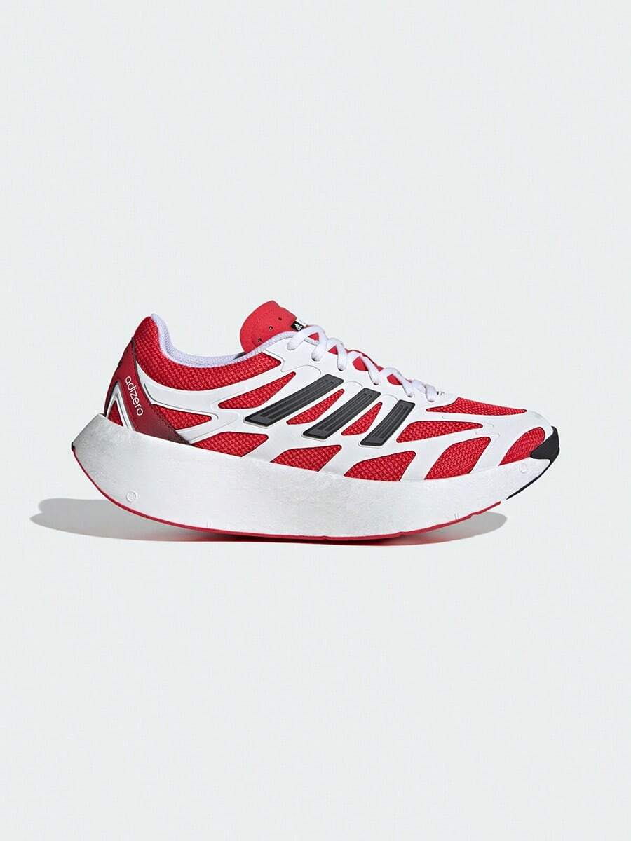 Adidas 春夏款網布輕量舒適中性情侶厚底跑步運動休閒鞋 JI0308 - 白/純寶石紅/一號黑 - 查看 1