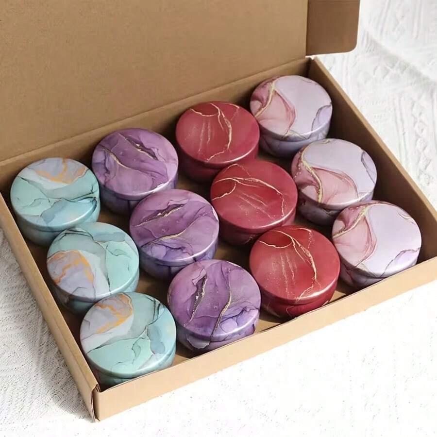 HIZTGHC 16pcs Marble Pattern Candle Jars, Random Patterns, Candle Making Kit, Candle Holder, Storage Box, Candle Jars (For Candle Making) - Marble - View 1