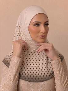 Hijab en maille de polyester respirant, hijab instantané imprimé, ourlet double couture, foulard de tête absorbant la transpiration pour le sport, le quotidien, les activités extérieures et la prière - style imprimé diamant - Voir 13