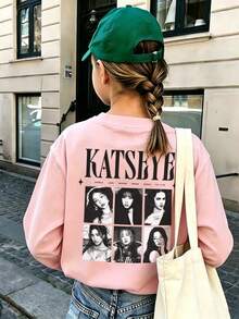 1pc Girls Casual Round Neck Long Sleeve T-Shirt Top - Pink - View 9