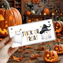 10pcs Trick Or Treat Halloween Chocolate Bar Wrapper Stickers, Watercolor Ghost Witch Spider Candy Bar Labels, Perfect For Halloween Party Favors, Gift Packaging, Halloween Birthday Decor Holiday Party Supplies Room Decor Home Decor Halloween Decor - A - View 4
