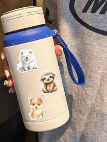 50入可愛水彩動物貼紙 防水PVC卡通裝飾貼紙 禮品用 適用筆電、水壺、電腦、手機、吉他、滑板 DIY 貼紙 開學季 - 彩色 - 查看 5