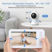 OYAJIA Baby Monitor HD 5-Inch With Camera, Non-Wi-Fi Video Baby Monitor, Night Light, Lullabies, 6m Range, Two-Way Audio - White - View 8