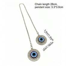 Car Interior Pendant, Fully Rhinestone-Studded Hollow Evil Eye, Can Decorate Car Rearview Mirror, Car Interior Pendant - Evil Eye - View 3