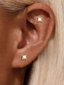 1 paire de boucles d'oreilles à tige en argent sterling S925 avec mini perle, style minimaliste Ins, design classique français, élégant et luxe léger, style dame raffiné et personnalisé, bijou d'oreille de niche haut de gamme, accessoire polyvalent pour le travail, les rendez-vous et la mode esthétique douce, cadeau - perle - Voir 6