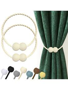 2pcs Magnetic Curtain Tiebacks, Polyester Rope Curtain Buckles, Modern Style Curtain Fasteners, Suitable For Home And Office Decor - Multicolor - View 10