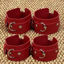 4pcs/2pcs Gothic Punk Rivet Cuff Bracelets, Wide PU Leather Metal Spike Armbands, Y2K Waist Chain Style Women's Hand Jewelry - Multicolor - View 12