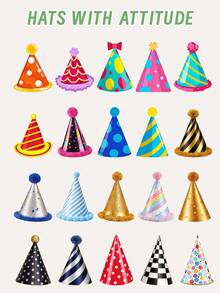 Party Hat Style Customized Portrait Photo Stickers, Personalized Die-Cut Self-Adhesive Labels, 67 Colorful Party Cone Hats & Themed Costume Hat Decorative Stickers, Waterproof Custom Image Stickers For Birthday Party Gift Bags, Gift Boxes, Envelopes, Bachelorette Party, Holiday Event Packaging And Fun DIY Crafts - Multicolor - View 4