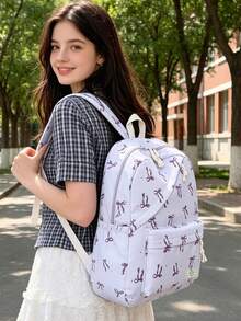 1 Set Tas Ransel Sekolah - Tas Ransel Kapasitas Besar Motif Pita + Tas Bekal + Tempat Pensil, Set Multi-Piece, Dengan Kompartemen Laptop, Tas Ransel Nilon Tahan Lama, Tas Ransel dengan Tali Bahu yang Dapat Diatur - Tas Ritsleting Ringan dan Portabel, Cocok Untuk Pelajar/Remaja/Lulusan, Sempurna Untuk Aktivitas Luar Ruangan/Perjalanan/Sekolah Menengah Pertama/Sekolah Menengah Atas/Perguruan Tinggi, Tas Ransel Penting untuk Kuliah - Beraneka warna - View 6