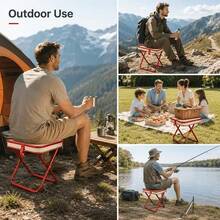 Portable Multi-Functional Outdoor Picnic Camping Folding Chair, 330 Lbs Weight Capacity, Lightweight Sturdy Frame, Easy To Set Up And Fold, Super Lightweight Fishing Stool, Travel Seat, Enhanced Fishing Gear - Black - View 7