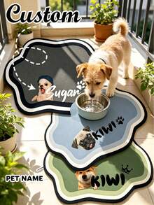 1pc Customized Super Absorbent Dog Food Mat, Can Print Name, Personalized Pet Food Mat, Personalized Dog Mat (Using Pet Name), Personalized Dog Feeding Mat, Customized Dog Bowl Mat, Customized Dog Food Mat (Can Print Name) - Made Of Thick, Non-Slip, Absorbent Diatomaceous Earth Material, It's The Perfect Gift For Your Beloved Pet. - Multicolor - View 2