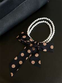 1pc Polka Dot Faux Pearl Necklace, Versatile Accessory For Scarf, Necklace, Waist Chain, Headband, Suitable For Banquet, Casual And Music Festival Occasions - Multicolor - View 8