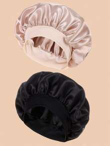 Cuffia da notte in seta satin traspirante, con laccio elastico, morbida e leggera, adatta per capelli ricci, treccine e capelli lunghi, anti-crespo, adatta per il sonno, uso domestico e in viaggio - Rosa - Visualizzare 2
