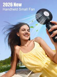 USB Portable Mini Fan With Digital Display, Quiet 800mAh Rechargeable, 3-In-1 Handheld Neck Hanging Desktop Cooling Fan For Office, Dorm, Outdoor Camping, 90° Foldable Base - Multicolor N15 - View 1