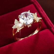 1pc Elegant Countryside Style Butterfly Design Cubic Zirconia Women's Ring, Casual Gift - Multicolor - View 2