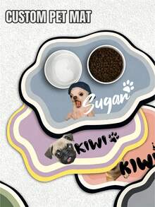 1pc Customized Super Absorbent Dog Food Mat, Can Print Name, Personalized Pet Food Mat, Personalized Dog Mat (Using Pet Name), Personalized Dog Feeding Mat, Customized Dog Bowl Mat, Customized Dog Food Mat (Can Print Name) - Made Of Thick, Non-Slip, Absorbent Diatomaceous Earth Material, It's The Perfect Gift For Your Beloved Pet. - Multicolor - View 6