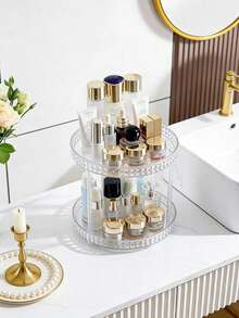 360° Rotating Acrylic Storage Rack, Perfume Storage Rack, Cosmetic Storage Rack, Jewelry Storage Rack, Transparent Multi-Layer Desktop Storage Tray, Vanity Organizer Rack, Suitable For Bedroom Decor, Bathroom, Desktop And Home Decor - Multicolor - View 8