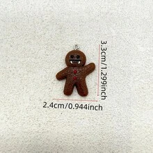 6件樹脂萬聖節黑色薑餅人吊墜，適合DIY珠寶製作，完美用於派對配件、耳環、項鍊、包包 - 薑餅人吊墜 - 查看 3