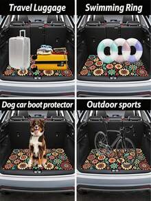 Alfombra de maletero de coche con diseño floral bohemio, impermeable, antideslizante, apta para mascotas, forro de carga lavable a máquina, fácil de limpiar, resistente a arañazos, protector de maletero para SUV, sedán, CUV, furgoneta, viajes, camping, dueño de perro, accesorio interior de coche, regalo para mujeres - A - Ver 6