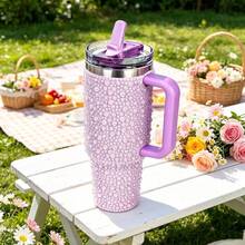 40oz Pearl Rhinestone Tumbler With Straw Lid, Sparkle Bling Water Bottle, Double Wall Vacuum Insulated Stainless Steel, Leakproof Travel Mug, Gift For Women, US Local Warehouse - Multicolor - View 8