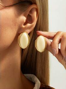 Oval Resin Earrings For Women, Luxury High-End French Style Versatile Niche Design Stud Earrings - Oval Resin Earrings - View 11