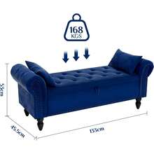 Ottoman Storage Bench,Sofa Bench,Foot Rest Stool,Velvet End Of Bed Bench,Storage Box With Lid, Entryway Bench,168 KG Load Capacity - Royal Blue - View 4