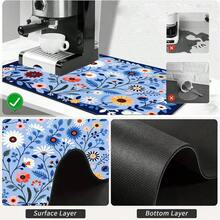 1pc Dish Drying Mat, Coffee Machine Mat, Blue Background With Colorful Floral Print, Absorbent & Draining Mat, Suitable For Dining Table, Cafe And Other Scenes, Quickly Absorbs Excess Water, Keeps Countertop Clean, Adds Fresh And Elegant Visual Effect To Space, Home Gift, Countertop, Dining Table Decor - XYLSD-597 - View 9