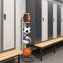Basketball Ball Storage Rack Holder Organizer Football Volleyball Basket Stand - Black, 4-tier - View 4