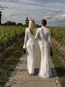 Elegant Commute Solid Color Fitted Knit Dress - White - View 8